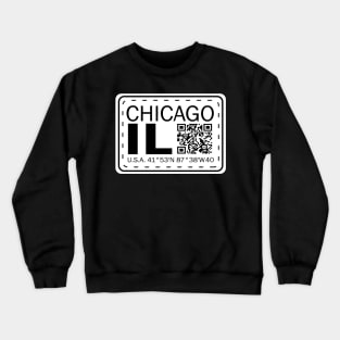 New Vintage Travel Location Qr Chicago IL Crewneck Sweatshirt